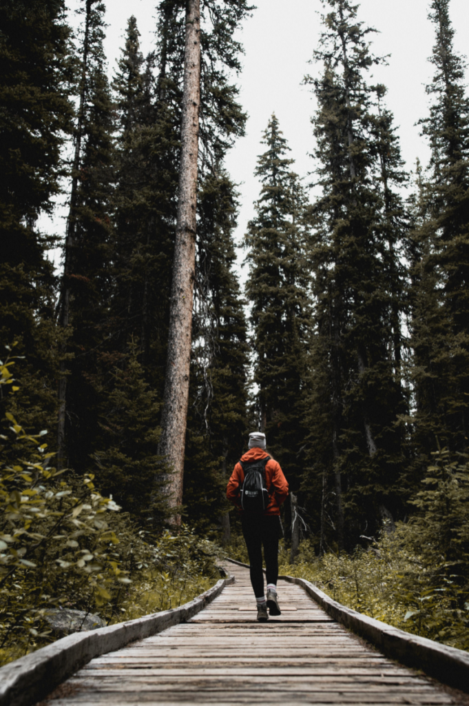 Girl hiking on vancouver island in canada