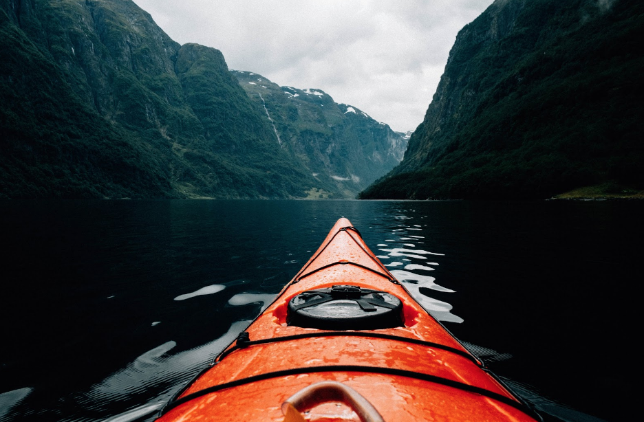 orange kayak in seward alaska