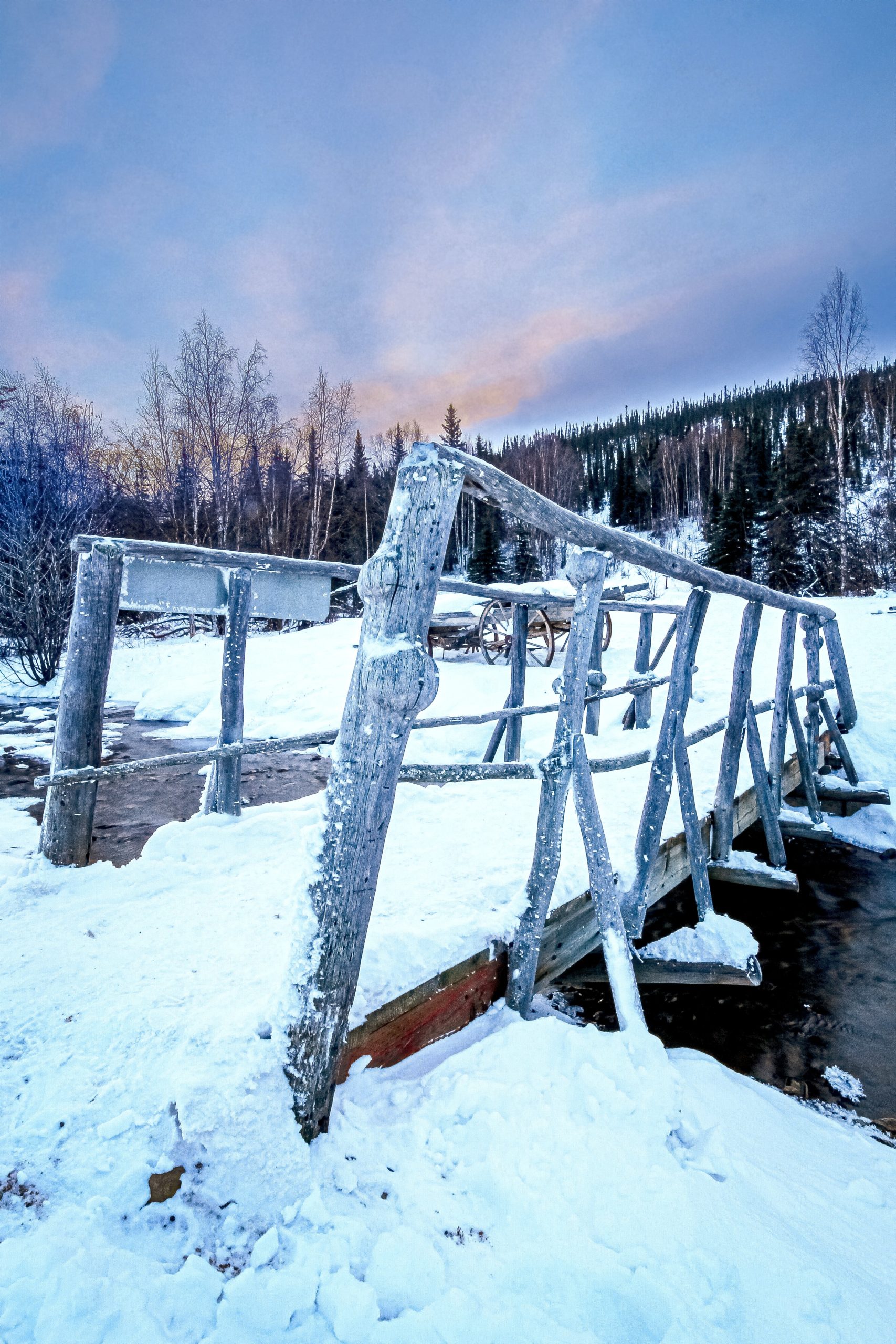 ice on a bridge in fairbanks alaska in summer